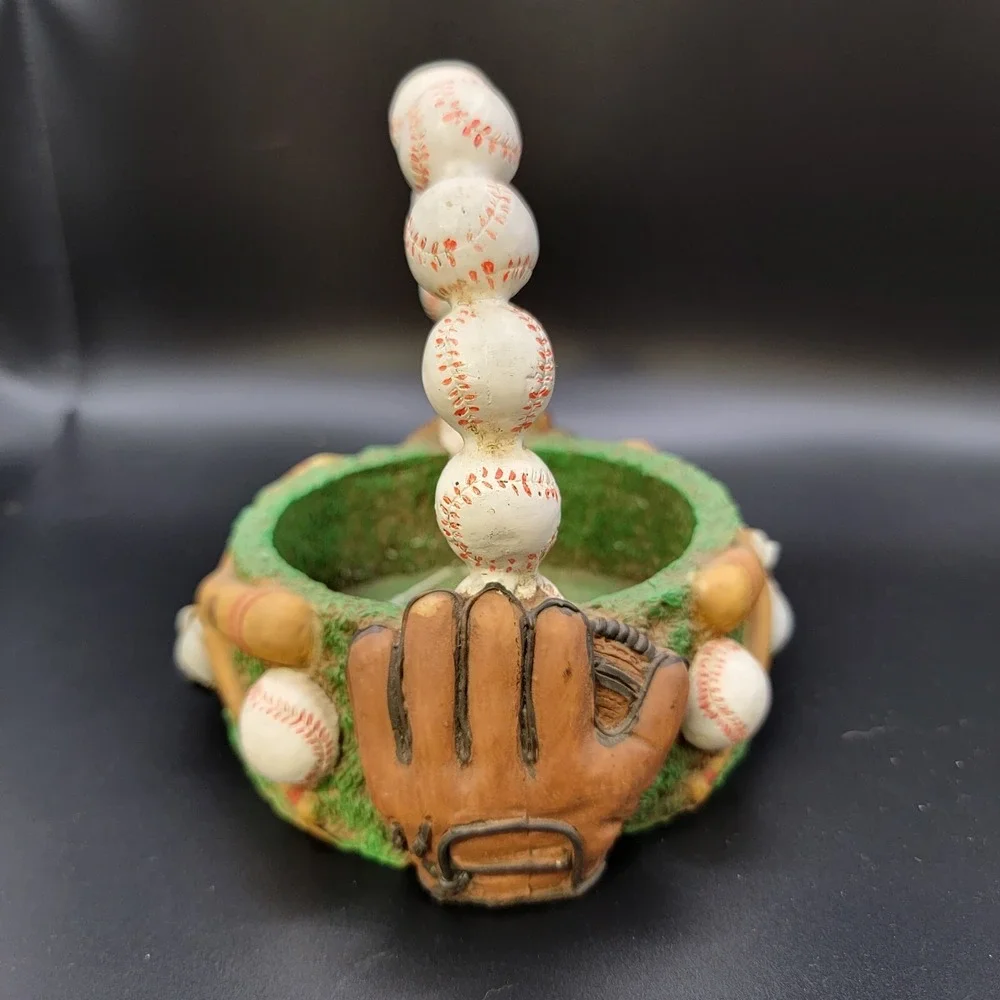 Baseball Bat Shoes and Glove Desktop Resin Trinket Basket with Balls Handle